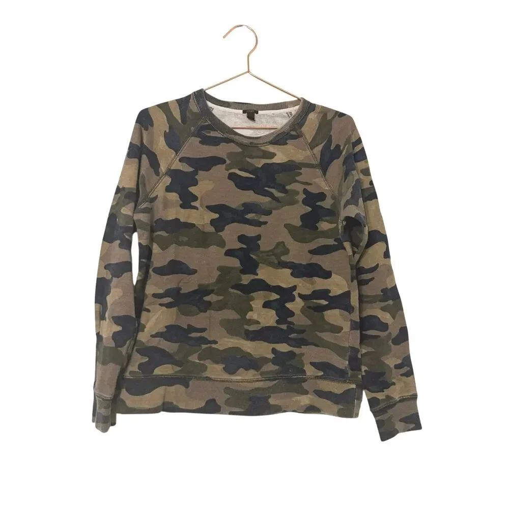 J. Crew Olive & Black Camo Pullover